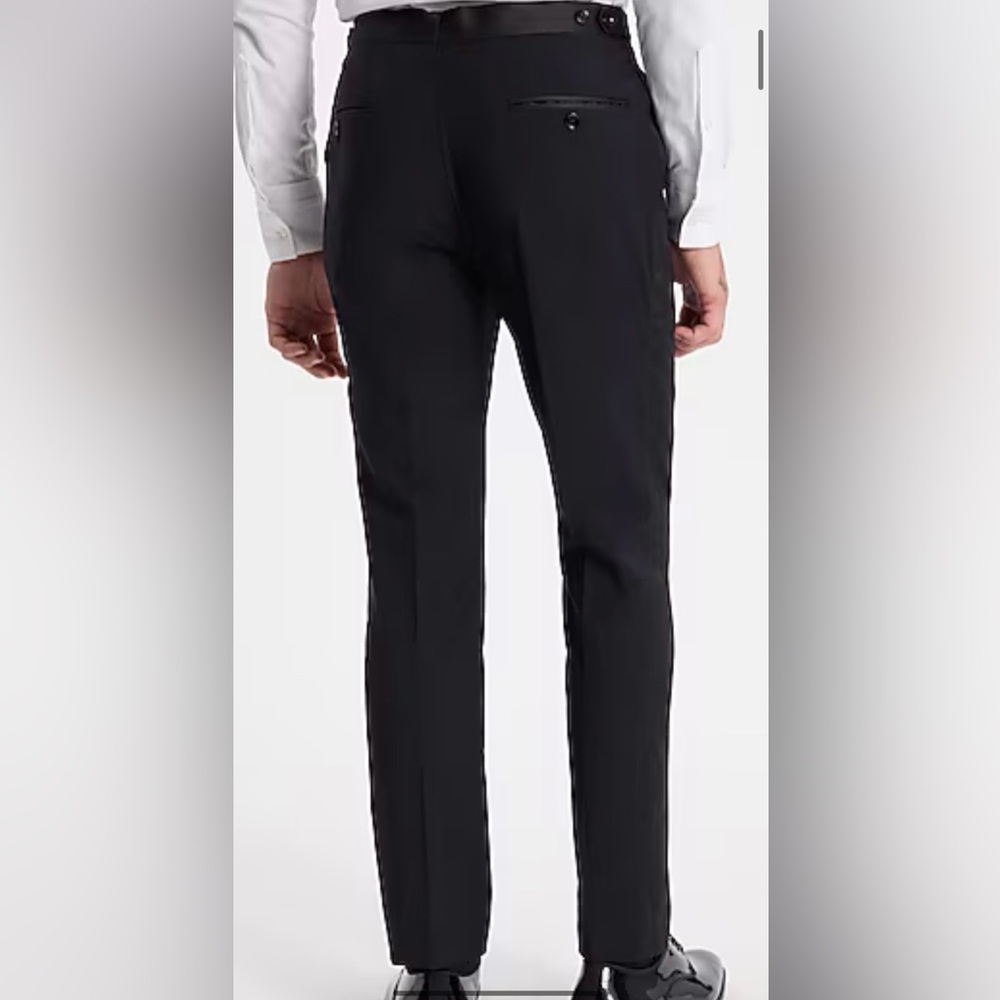 Express Slim Black Performance Stretch Wool-Blend Tuxedo Pant W28 L32 Like new - Picture 2 of 7